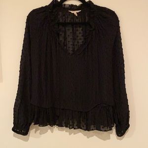 black polka dot blouse